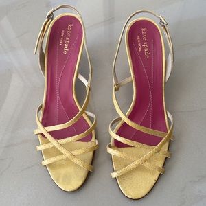 Kate Spade Yellow Strappy Kitten Heels